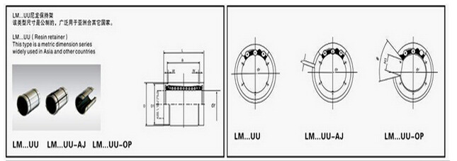 Boccole di palla lineari Aj di Lm60uu le 6 funziona con i sistemi di rilevamento placcati assi di 60mm 1